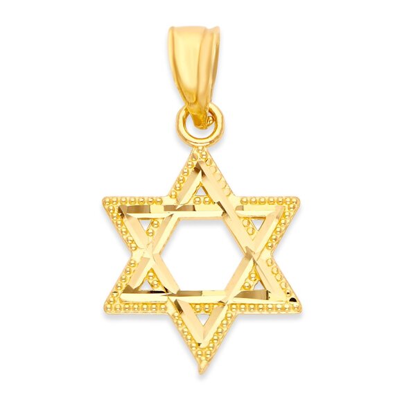 Solid 14k Gold Star of David Pendant - Religious Jewelry Gifts - Picture 1 of 5